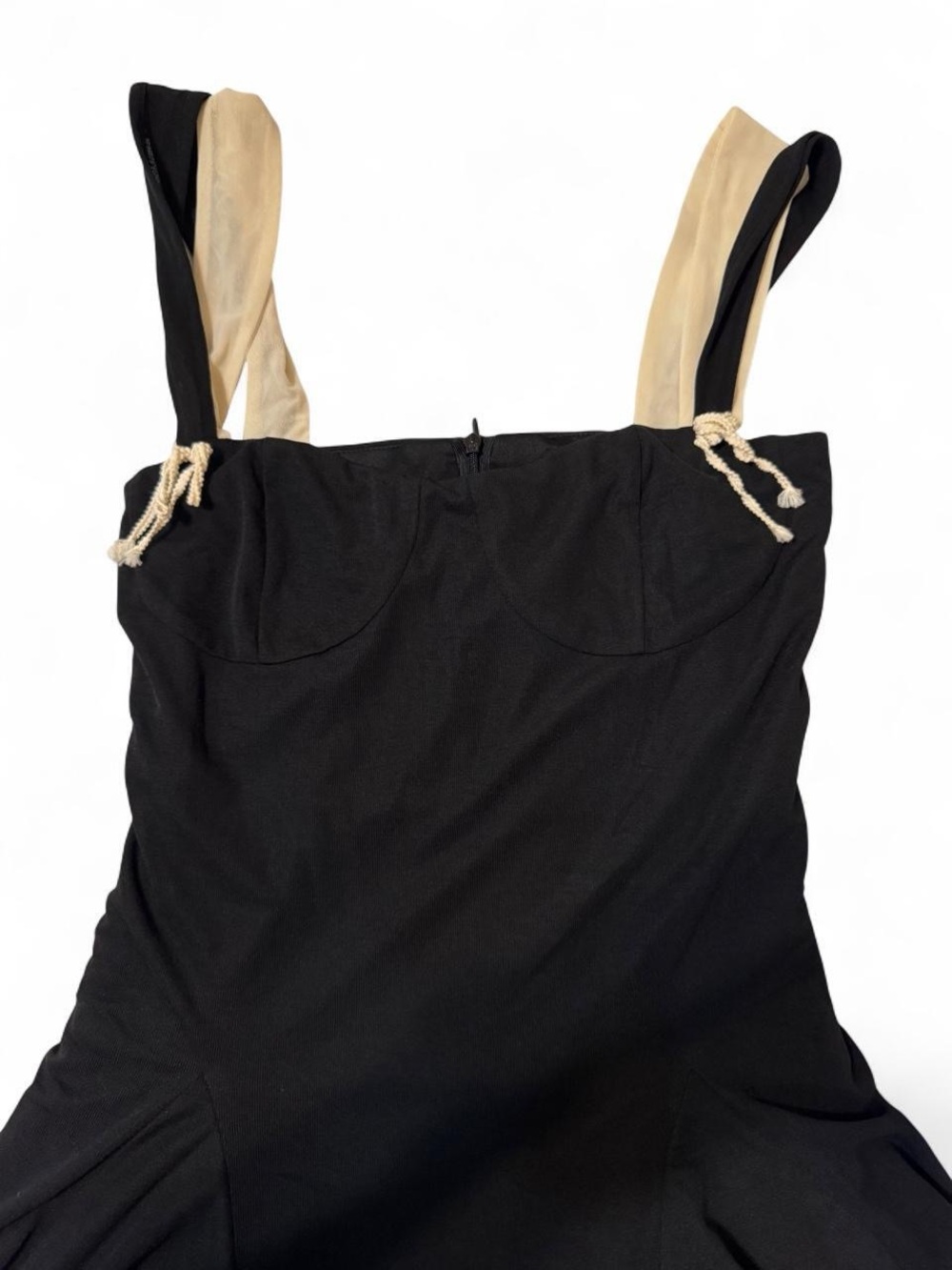 RIHOAS Black Contrast Trim Knit Skater Mini Dress Size S Bustier - Picture 16 of 16